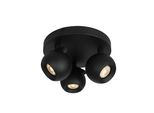 Lampada Da Soffitto Rotonda Nera Ø22Cm Tre Faretti Mobili Per Soggiorno Cucina 3Xgu10 10W Lafin Italux