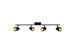 Lampada Da Soffitto A Striscia Nera E Oro Quattro Faretti Mobili Per Soggiorno Sala Da Pranzo 4Xgu10 10W Tino Italux