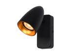 Lampada Da Parete Nera Con Interno Dorato Faretto Mobile Per Camera Da Letto Soggiorno 1Xgu10 10W Tino Italux