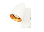 Lampada Da Parete Bianca Con Interno Dorato Faretto Mobile Per Camera Da Letto Soggiorno 1Xgu10 10W Tino Italux