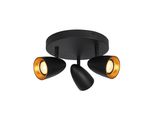 Plafoniera Rotonda Nero-Oro Ø22Cm Tre Faretti Mobili Per Soggiorno Cucina 3Xgu10 10W Tino Italux