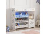 Scaffale Per Bambini "SøNdreland"" Con Un'anta Dell'armadio E 9 Scatole Pieghevoli 80 X 90 X 30 Cm Con Motivo Koala"