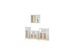 Vicco BadmöBel-Set Rosario, Weiß, Moderne Serie, Badezimmer, Dekorative Front, Spiegelschrank, Waschtischunterschrank, Midischrank, Sideboard