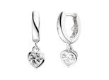 Paar Creolen Jobo, Silber (Silber 925), Ohrringe, Damen, Silber 925 (Sterlingsilber), Herz 925 Silber Mit Zirkonia