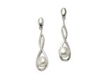 Paar OhrhäNger Zeeme "Silber 925 Rhodiniert Mit WeißEn Perlen 7Mm Und Zirkonia-Steinen", Weiß (Weiß, Weiß), Ohrringe, Damen, One-Size, Silber 925 (Sterlingsilber)