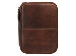 Kulturbeutel X-ZONE, Gr. B/H/T: 23cm x 17cm x 7cm onesize, braun (cognac), Leder, used, Taschen, echt Leder