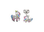 Paar Ohrstecker Jobo "Einhorn", Silber (Silber 925), Ohrringe, Damen, Silber 925 (Sterlingsilber), 925 Silber Mit 14 Zirkonia