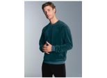 Sweatshirt Trigema "Trigema Nicki-Shirt", Herren, Gr. L, Blau (Saphir), Nicki, 80% Baumwolle, 20% Polyester, Lang, Rundhals, Sweatshirts Sweatshirt