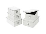 Zeller Set Di 5 Pezzi Scatole Di Immagazzinamento Scatola Di Immagazzinamento In Cartone, Colore:Bianco