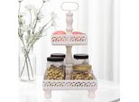 Melko Etagere Piatto Da Portata A 2 Piani Fruttiera Pasticceria Alzata Per Torte - Bianco Metallo