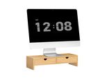 Sobuy® Supporto Per Monitor, Alzata Per Monitor, Piano In Bambù Con 2 Cassetti, FRG198-N