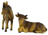 Figure Del Presepe Dipinte A Mano Bue E Asino 2 Pezzi, Circa 9 Cm, K 001-03