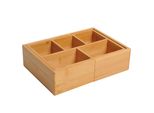 Homcom Scatola Portaoggetti Organizzatore Per Cassetti Estensibile In Bambù Naturale L24,6 X L17,6 X H7 Cm