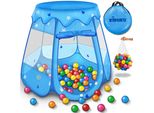 Kiduku® Tenda Da Gioco Per Bambini Blu Con 100 Palline E Borsa Castello Di Palline Per Piscina Per Interni Ed Esterni