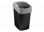 Cestino Curver Pacific Flip Bin, 45 Litri, 37.6X29.4X65.3 Cm, Nero/Grigio, Per Rifiuti