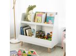 Sobuy KMB19-W Scaffale Per Bambini Con 5 Scomparti Scaffale Per Bambini Scaffale In Piedi Con Gambe In Legno Massiccio Bianco Wd Circa 86X77X36Cm
