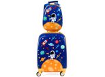 Costway Valigia Per Bambini 2 Pezzi + Zaino, Trolley Per Bambini In Plastica, Bagaglio A Mano 12"+18''"