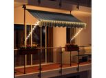 Led - Tenda Da Sole A Manovella Larga 250Cm Tenda Da Sole Per Balcone Tenda Da Sole Per Terrazza Balcone - 250X150Cm - Grigio/Bianco