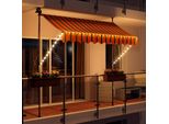 Led - Tenda Da Sole Con Manovella Larga 250Cm Tenda Da Sole Per Balcone Tenda Da Sole Per Terrazza Balcone - 250X150Cm - Arancio/Nero