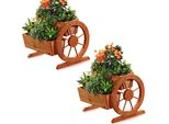 Mucola 2X Fioriera + Ruote E 2 Fioriere Fioriera Balcone Fioriera Giardino Cassetta Di Legno Decorazione Piante Fiori Design