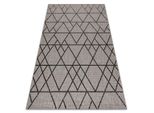 Tappeto Di Spago Sizal Floorlux 20508 Argento / Nero Triangoli Grigio 160X230 Cm
