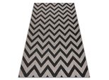 Tappeto Di Spago Sizal Floorlux 20340 Argento / Nero Zigzag Grigio 200X290 Cm