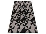 Tappeto Di Spago Sizal Floorlux 20489 Argento / Nero Triangoli Grigio 160X230 Cm