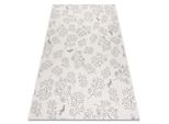 Tappeto Di Spago Sizal Flat 48774/367 Foglie Ucellini Crema Grigio Grigio 80X150 Cm