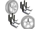 Portagomme Wiltec Da Parete Per 8 Pneumatici - 106 X 20 X 102 Mm - In Acciaio - Carico Massimo 25 Kg Per Portagomme - Accessori Per Portagomme Albero Dei Cerchi