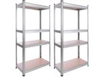 Set Di 2 Scaffali Per Carichi Pesanti Arebos 160X80X40 Cm | 320 Kg | 4 Ripiani In Mdf, Zincati