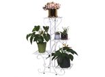 Wisfor Scala Per Fiori Bianca In Metallo A 4 Livelli Scaffale Per Fiori Scaffale Per Piante Per Balcone Giardino, 81×57×26Cm