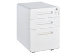 Vinsetto Piedistallo Mobile, Schedario, Piedistallo Per Ufficio Con 3 Cassetti, Mobile Per Ufficio, Contenitore, Acciaio, Bianco, 39 X 48 X 59 Cm