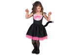 Costume Da Piccolo Gatto Animale Per Bambini Nero-Rosa - 110/116 (5-6 Anni)