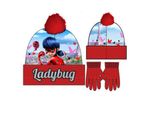 Miraculous - Set Coccinella Cappello Invernale Con Guanti Rosso - 54 Cm