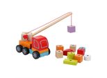 Cubika - Carrello Gru Con Blocchi Di Legno Magnetici - 11 Pezzi.