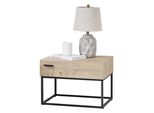 Tavolino 'Hylte' 39X55X40 Cm Con Cassetto E Struttura In Metallo Effetto Rovere