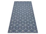 Tappeto Di Spago Sizal Flat 48721/591 Cubi 3D Blu Azzurro 80X150 Cm