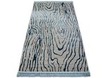 Tappeto Acrilico Manyas 195AA Grigio/Blu Frange Azzurro 80X300 Cm