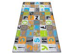 Tappeto Per Bambini Jumpy Patchwork, Lettere, Numeri Grigio / Arancio / Blu Multicolore 100X500 Cm