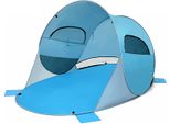 Costway Tenda Da Spiaggia Pop-Up Per 3-4 Persone Con Borsa Da Trasporto E 2 Finestre A Rete, Protezione Solare UPF50+ Blu