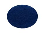 Tappeto Soffi Cerchio Shaggy 5Cm Blu Scuro Azzurro Ruota 100 Cm