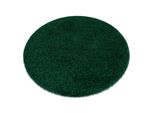 Tappeto Soffi Cerchio Shaggy 5Cm Verde Bottiglia Verde Ruota 120 Cm