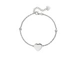 Silberarmband Jobo "Herz", Silber (Silber 925), ArmbäNder, Damen, 22Cm, Silber 925 (Sterlingsilber), Silberarmband, 925 Silber Mit 2 Zirkonia 22 Cm