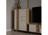 Highboard Forte "Killarney", Beige (Mauvella Eiche, Kashmir Beige), B:88,1Cm H:131,8Cm T:42Cm, Dekorfolie, Holzwerkstoff, Mdf, Metall, Sideboards, Highboard, Highboard, Soft Close, Stauraum
