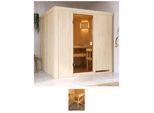 Sauna KARIBU Tromsö, beige (natur), (ohne Ofen), Saunen