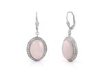 Paar Ohrhaken Zeeme "Silber 925 Rhodiniert Mit Rosenquarz Und Zirkonia-Steinen", Weiß (Weiß, Rosa), Ohrringe, Damen, One-Size, 16, Silber 925 (Sterlingsilber)