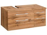 Waschbeckenunterschrank Welltime "Davos", Braun (Eichefarben, Eichefarben), B:90Cm H:41Cm T:47Cm, SchräNke, Waschbeckenunterschrank, Breite 90 Cm