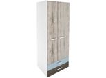 Kleiderschrank FMD Nona, blau (sandeiche nb, weiß, lava, denim), B:75,6cm H:193,5cm T:60cm, Holzwerkstoff, Schränke, Kinderkleiderschrank Kleiderschrank, Breite 75,6 cm