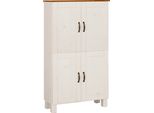 Midischrank Home Affaire "Rodby", Weiß (Weiß, Honig), B:75Cm H:130Cm T:30Cm, Massivholz, SchräNke, Midischrank, Fsc-Zertifiziertes Massivholz, Breite 75Cm, HöHe 130Cm