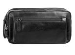 Kulturbeutel X-ZONE, Gr. B/H/T: 26cm x 15cm x 13cm onesize, schwarz, Leder, used, Taschen, echt Leder